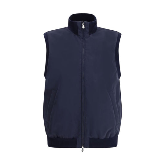 Brunello Cucinelli Blue Polyester Sleveless Jacket