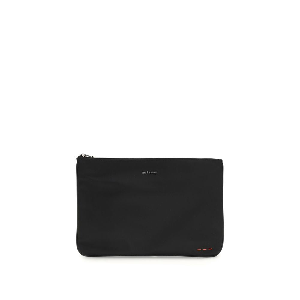 Kiton Black Nylon Clutch Bag