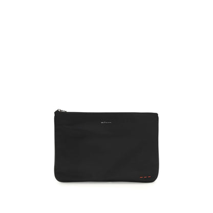Kiton Black Nylon Clutch Bag