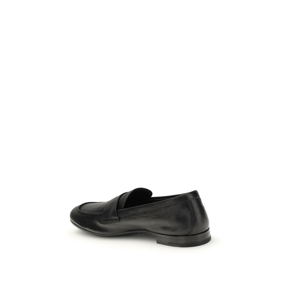 Prada Black Goatskin Slip-On Loafers
