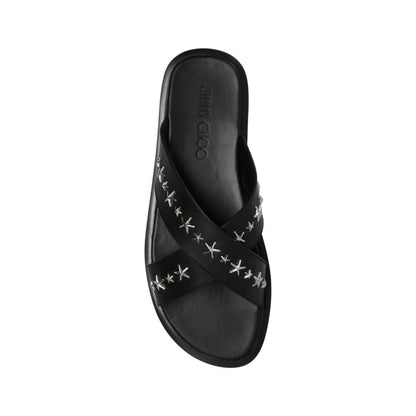Jimmy Choo Black Calfskin Strap-On Sandals