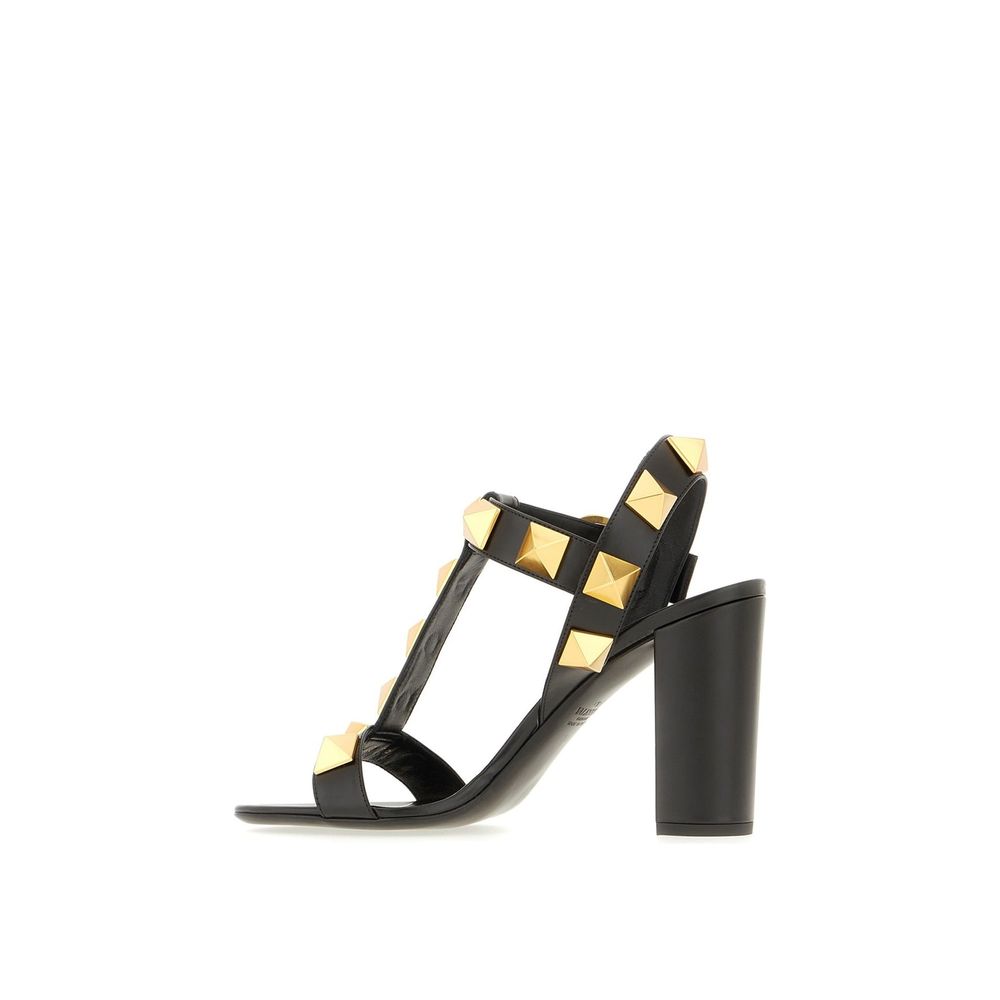 Valentino Garavani Black Calfskin Stiletto Heel Sandals