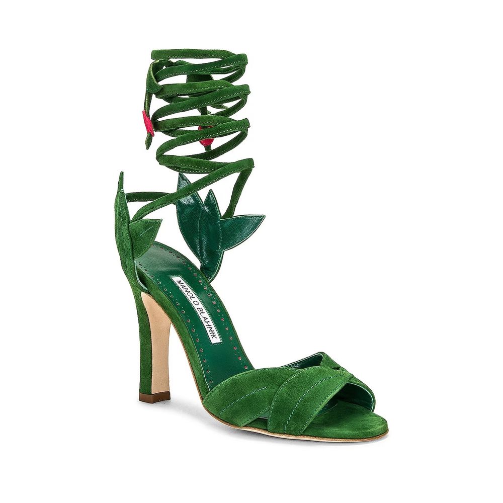 Manolo Blahnik Bicolor Calfskin Stiletto Heel Sandals