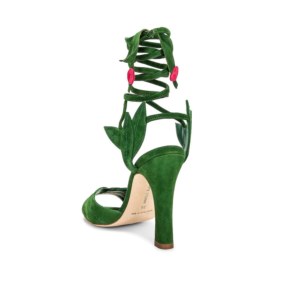 Manolo Blahnik Bicolor Calfskin Stiletto Heel Sandals