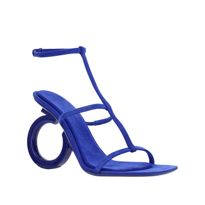 Salvatore Ferragamo Blue Calfskin Stiletto Heel Sandals
