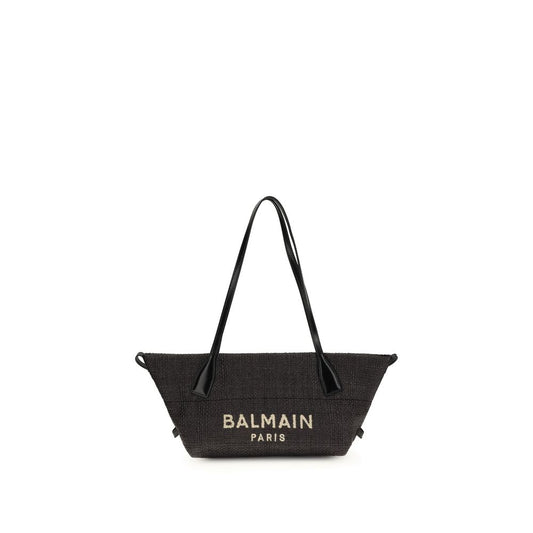 Balmain Black Raffia Shoulder Bag