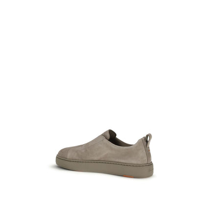 Santoni Beige Calf Leather Bos Taurus Sneakers