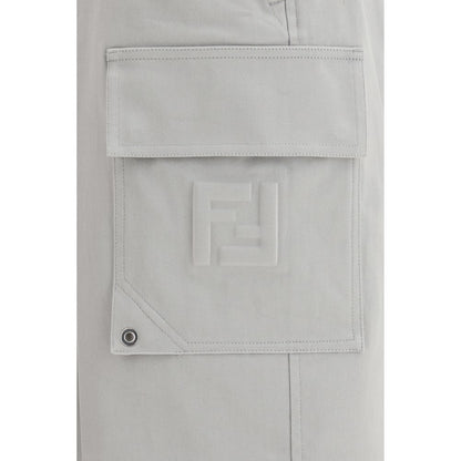 Fendi Silver Cotton Cargo Pants