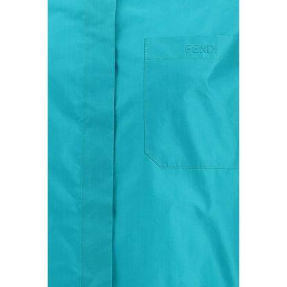 Fendi Blue Silk Dress Shirt