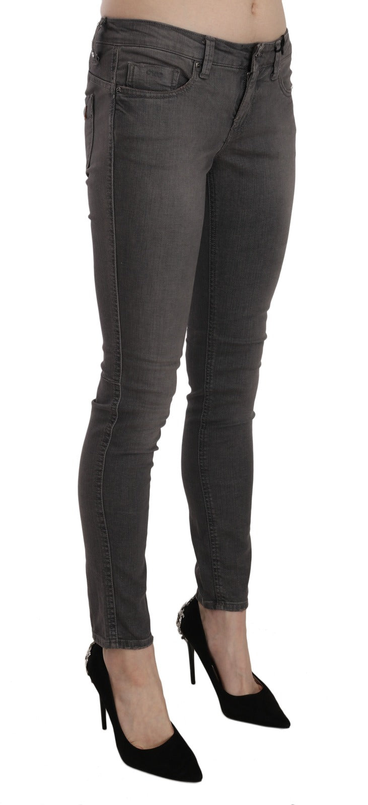Costume National Gray Washed Low Waist Skinny Jeans