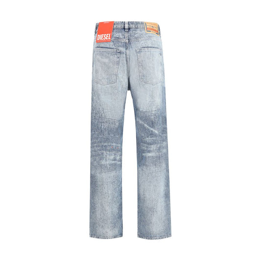 Diesel Blue Cotton Relaxed Fit Jeans
