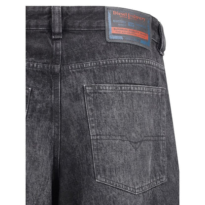 Diesel Black Cotton Relaxed Fit Jeans