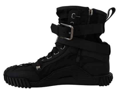 Dolce & Gabbana Sorrento Sneakers Nylon Black High Top Shoes