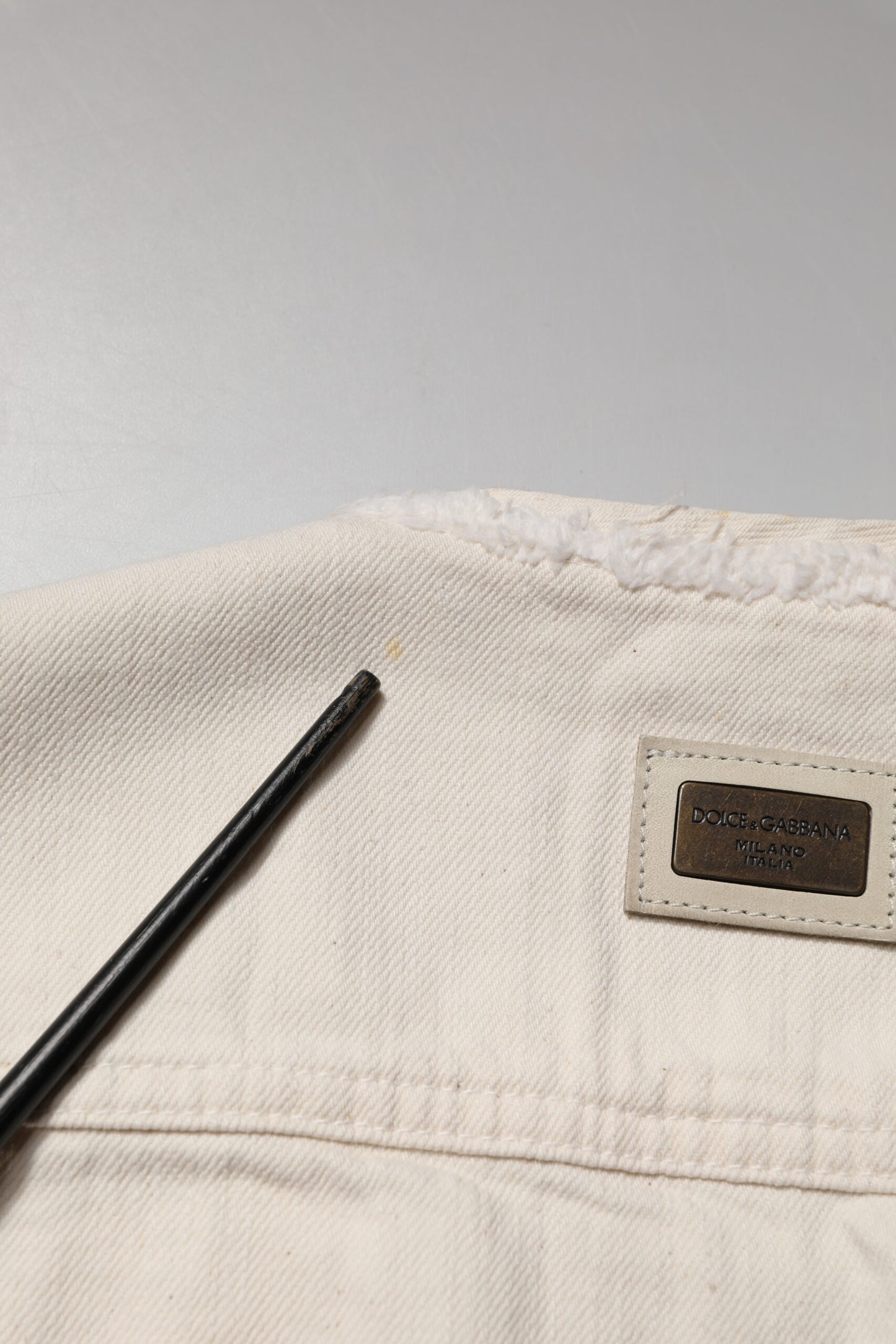 Dolce & Gabbana Off White Cotton Full Zip Denim Men Blouson Jacket