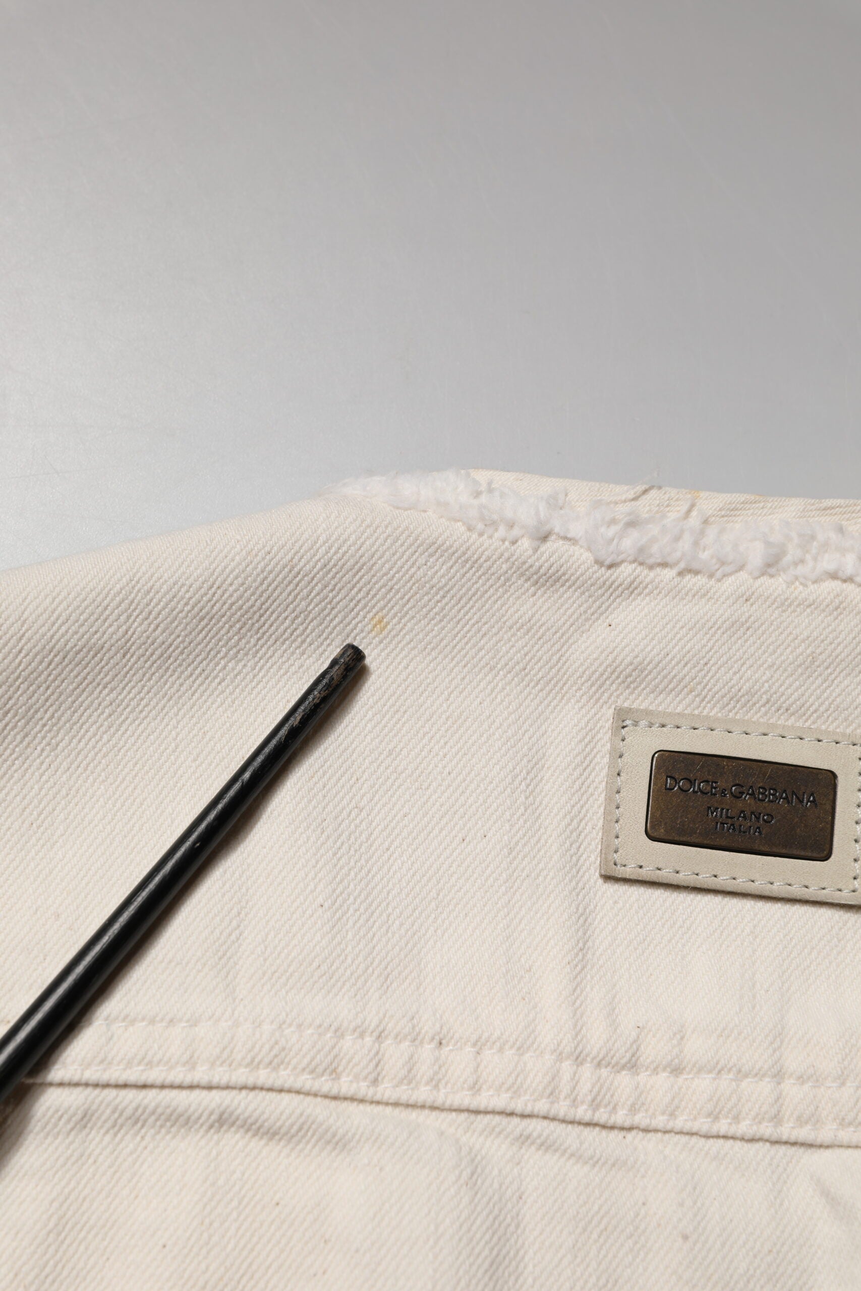 Dolce & Gabbana Off White Cotton Full Zip Denim Men Blouson Jacket