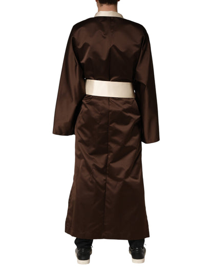 Dolce & Gabbana Brown Cream Lounge Belted Bathrobe Jacket