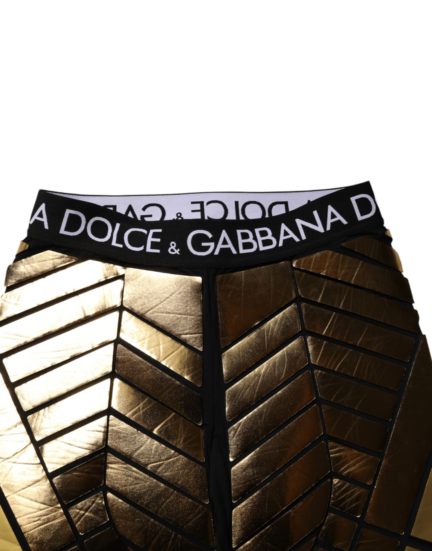 Dolce & Gabbana Black Gold Geometric Logo Men Leggings Pants