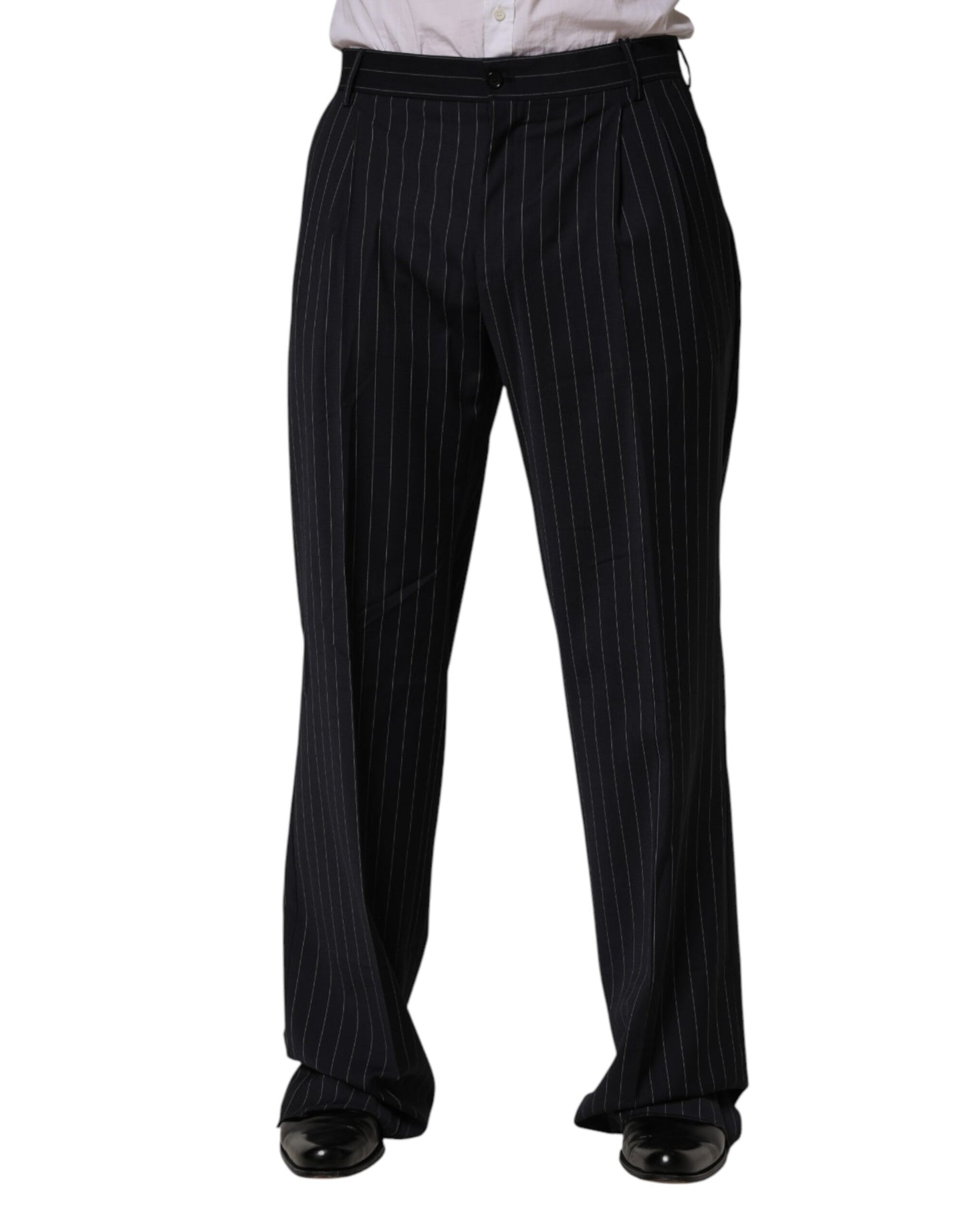 Dolce & Gabbana Black Stripe Straight Men Dress Trouser Pants