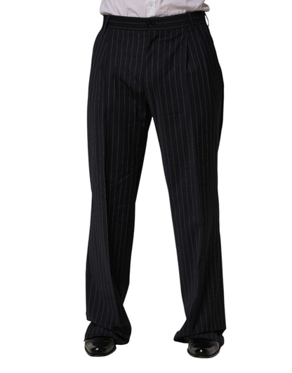 Dolce & Gabbana Black Stripe Straight Men Dress Trouser Pants