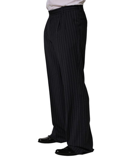 Dolce & Gabbana Black Stripe Straight Men Dress Trouser Pants