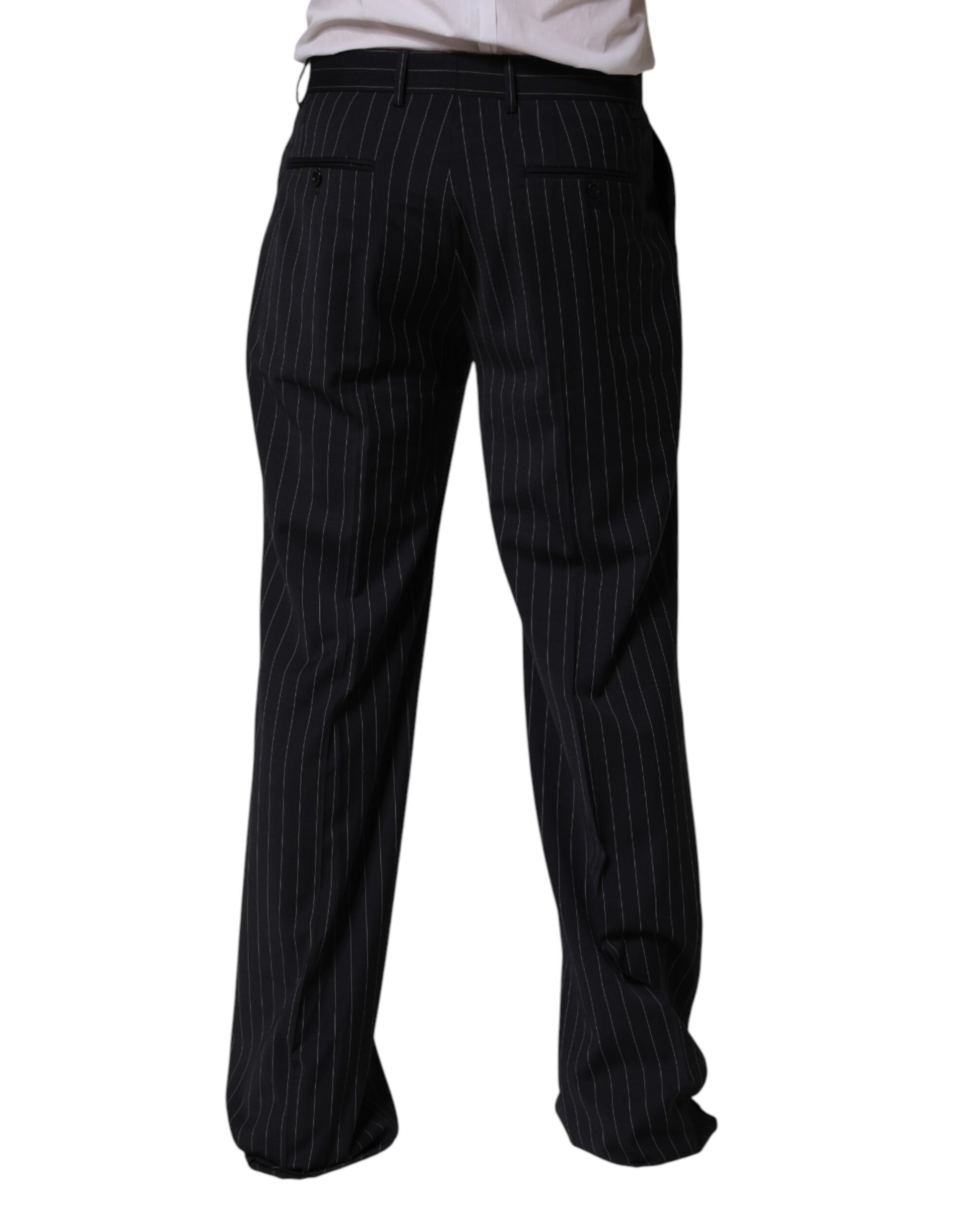Dolce & Gabbana Black Stripe Straight Men Dress Trouser Pants