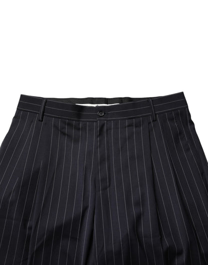 Dolce & Gabbana Black Stripe Straight Men Dress Trouser Pants