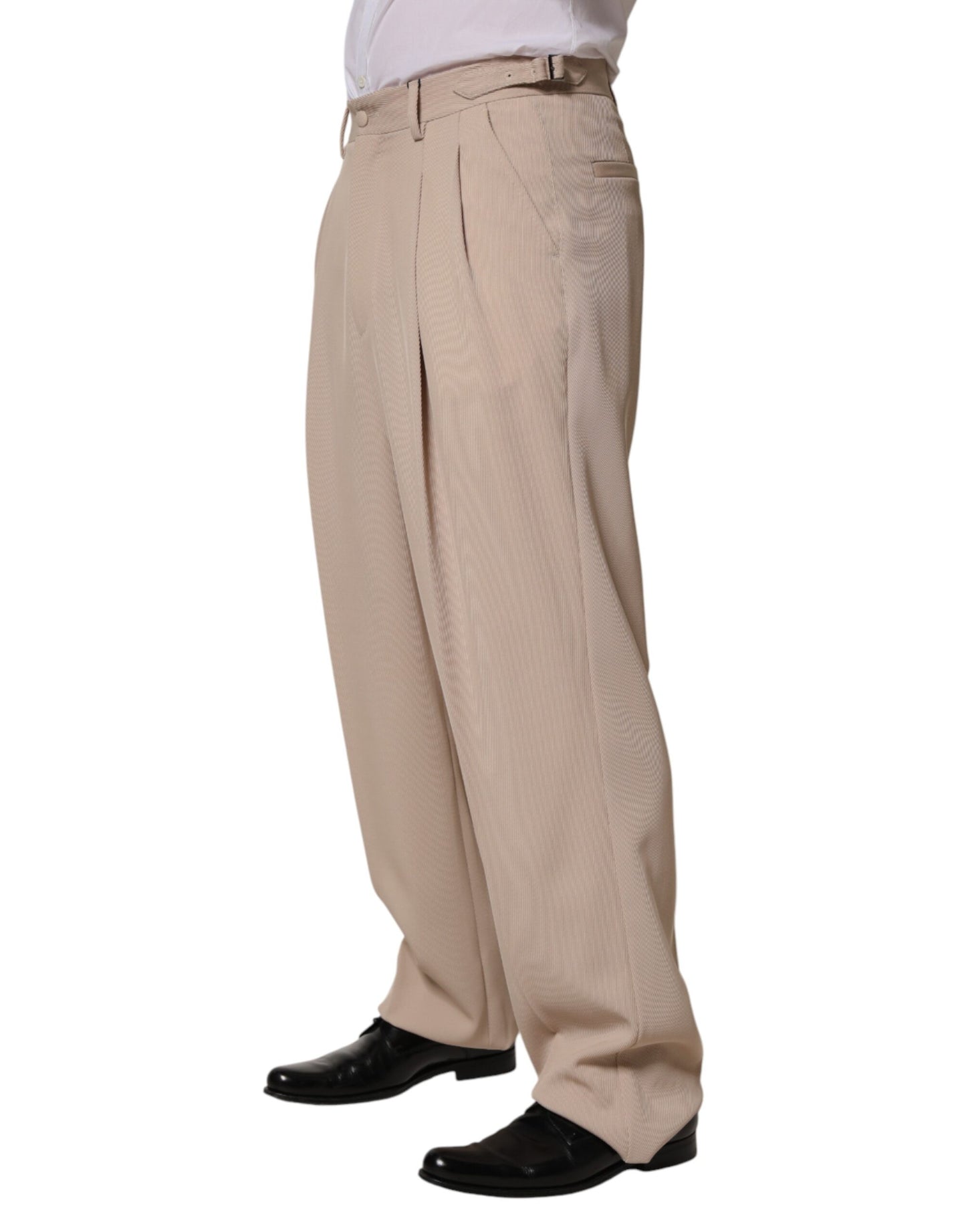 Dolce & Gabbana Beige Stretch Straight Men Dress Trouser Pants