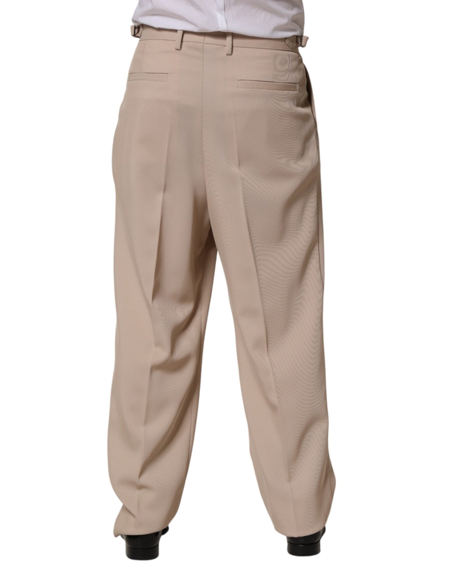 Dolce & Gabbana Beige Stretch Straight Men Dress Trouser Pants