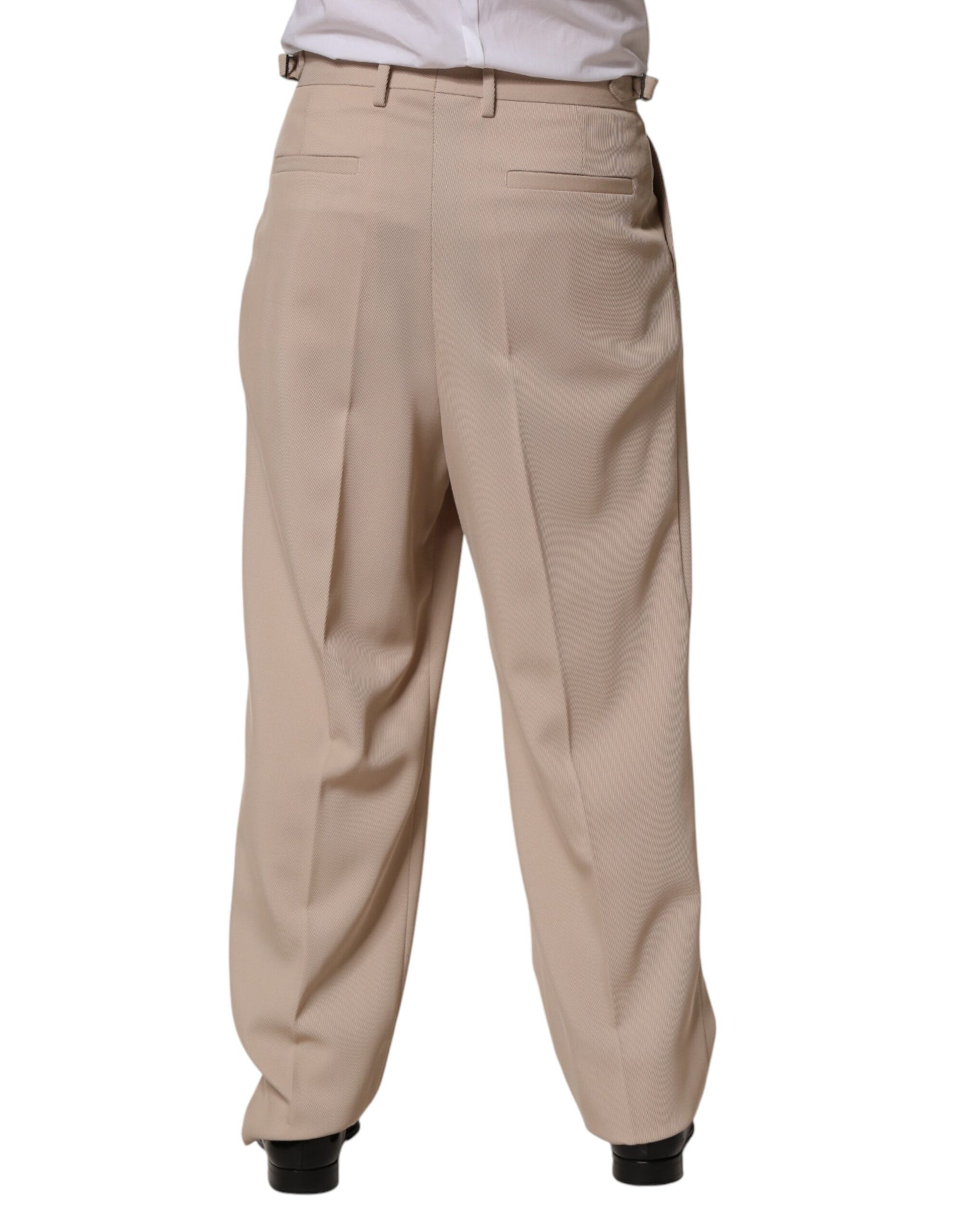 Dolce & Gabbana Beige Stretch Straight Men Dress Trouser Pants