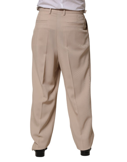 Dolce & Gabbana Beige Stretch Straight Men Dress Trouser Pants