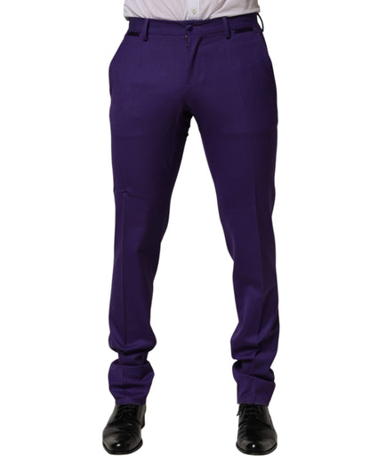 Dolce & Gabbana Purple Wool Skinny Dress Men Trouser Pants
