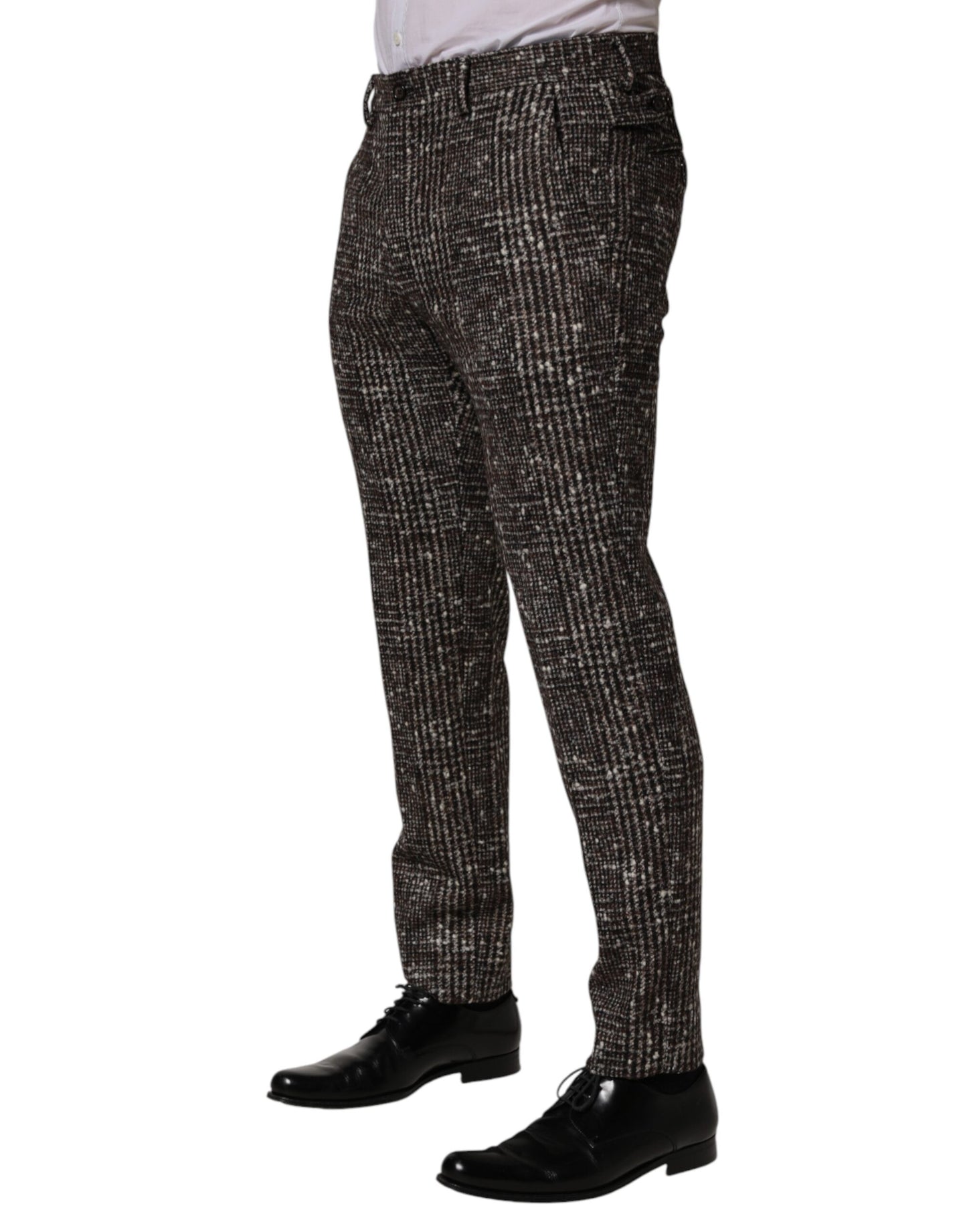 Dolce & Gabbana Brown Wool Plaid Skinny Dress Trouser Pants