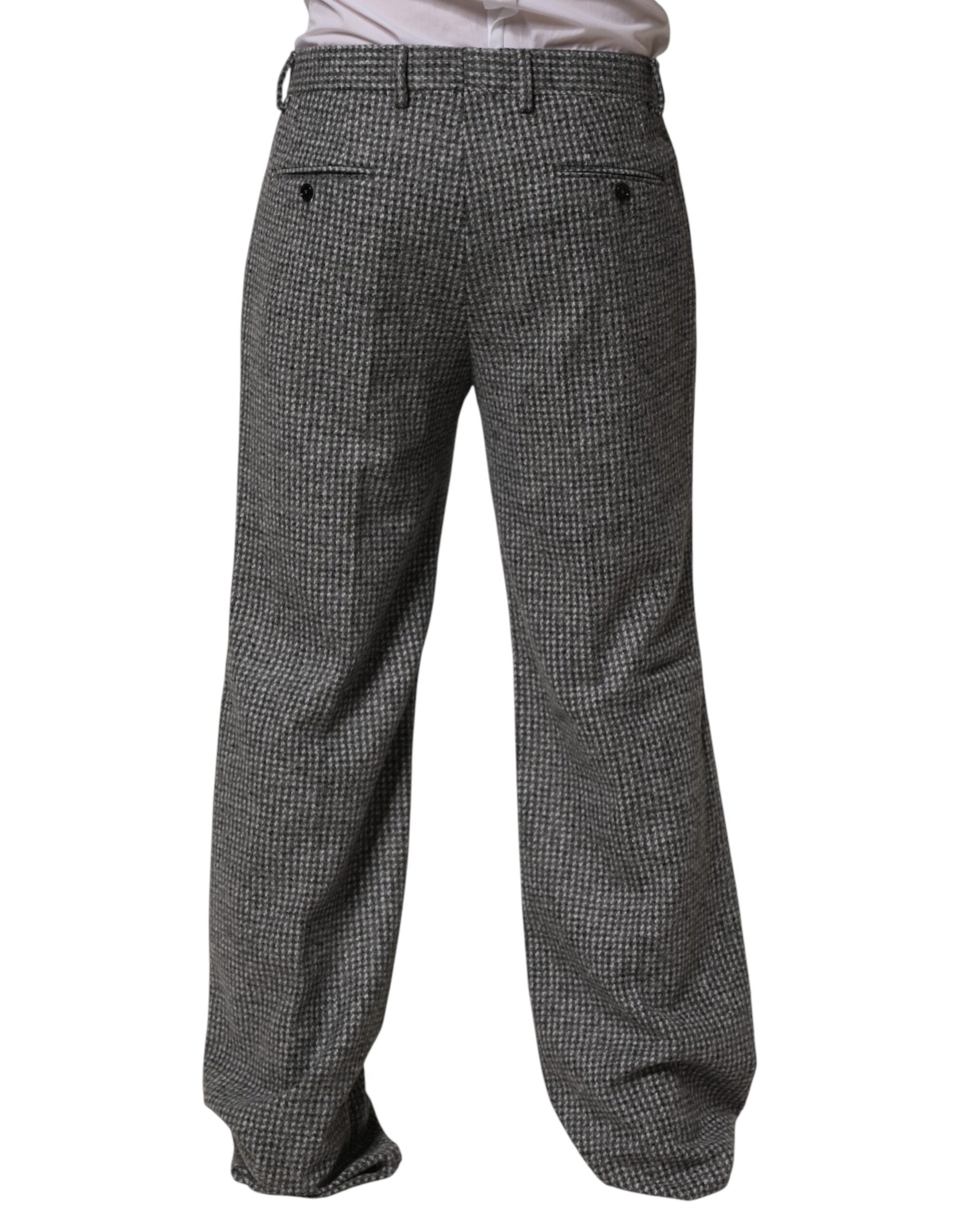 Dolce & Gabbana Gray Houndstooth Straight Dress Trouser Pants