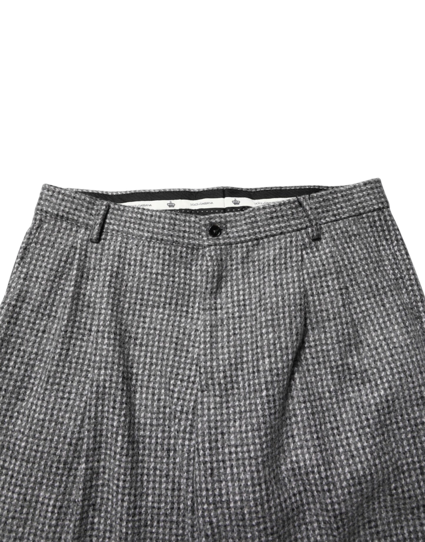 Dolce & Gabbana Gray Houndstooth Straight Dress Trouser Pants