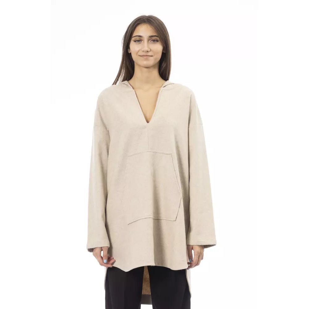 Alpha Studio Beige Wool Hoodie