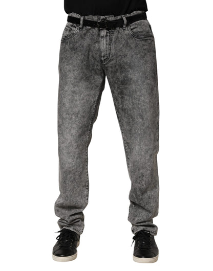 Dolce & Gabbana Gray Cotton Straight Leg Denim Trouser Jeans