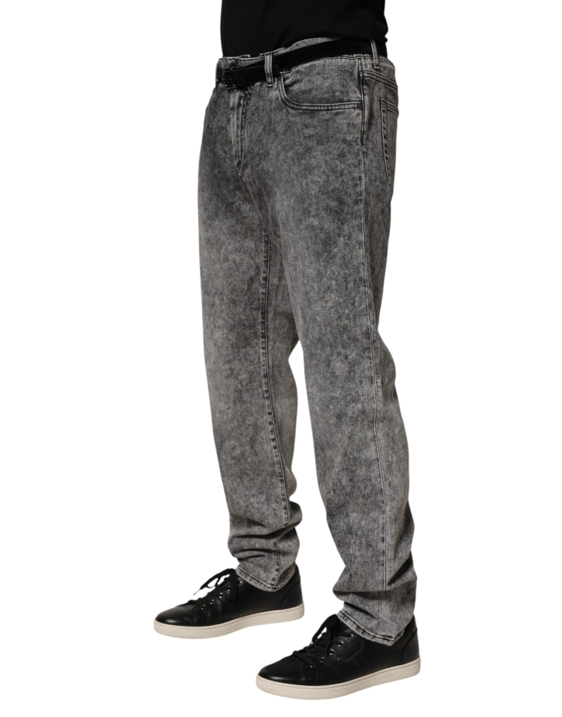Dolce & Gabbana Gray Cotton Straight Leg Denim Trouser Jeans