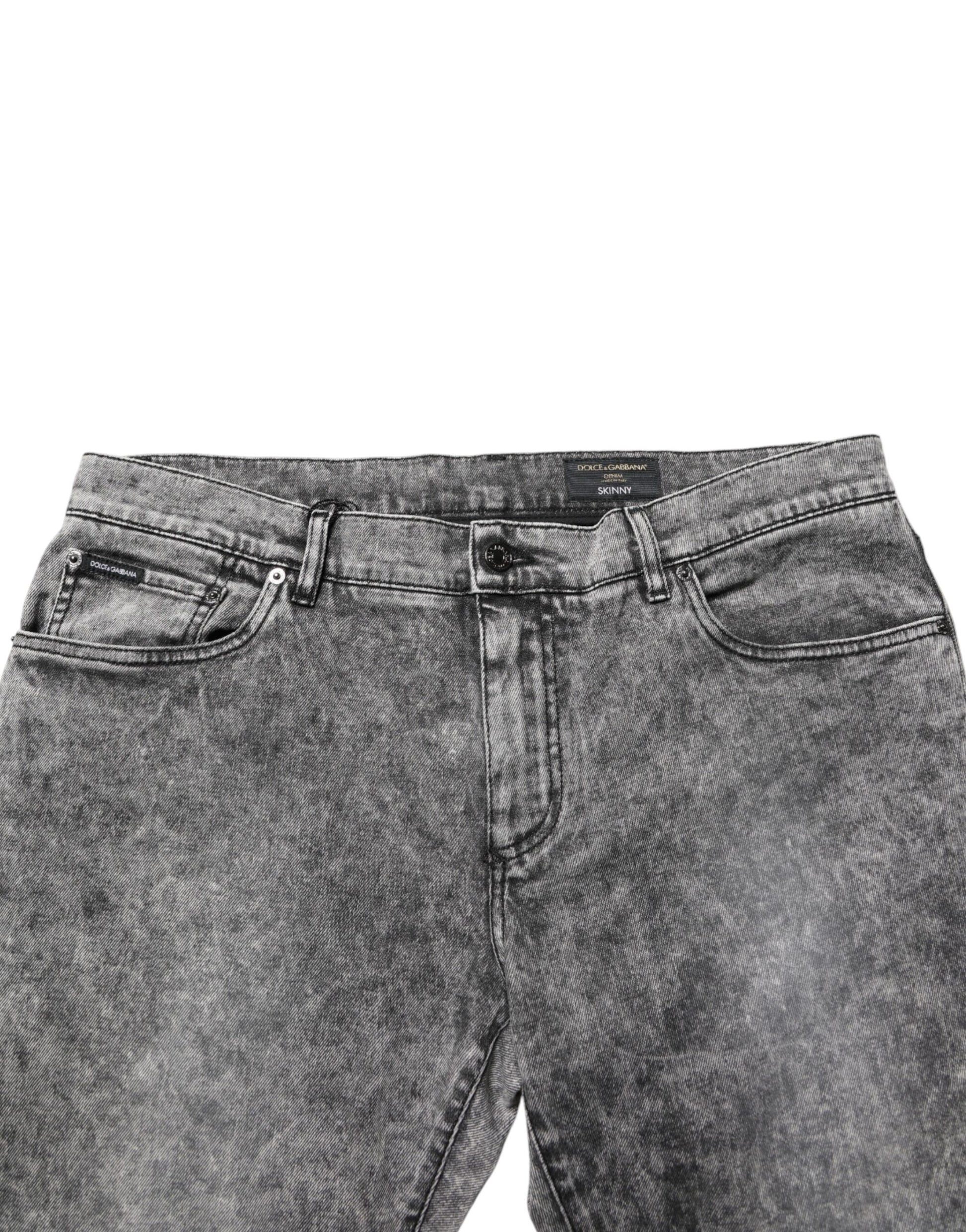 Dolce & Gabbana Gray Cotton Straight Leg Denim Trouser Jeans