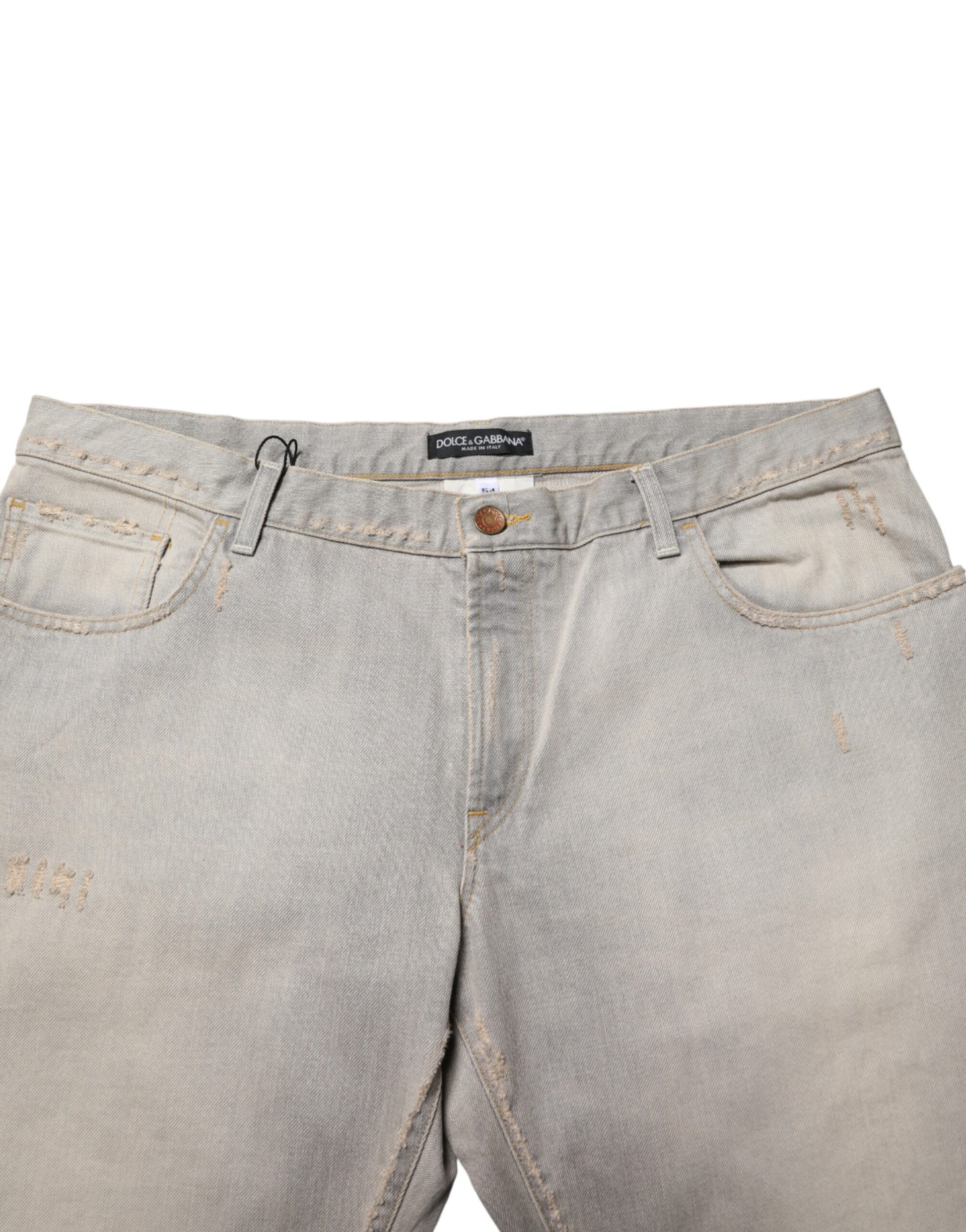 Dolce & Gabbana Light Gray Cotton Straight Denim Trouser Jeans