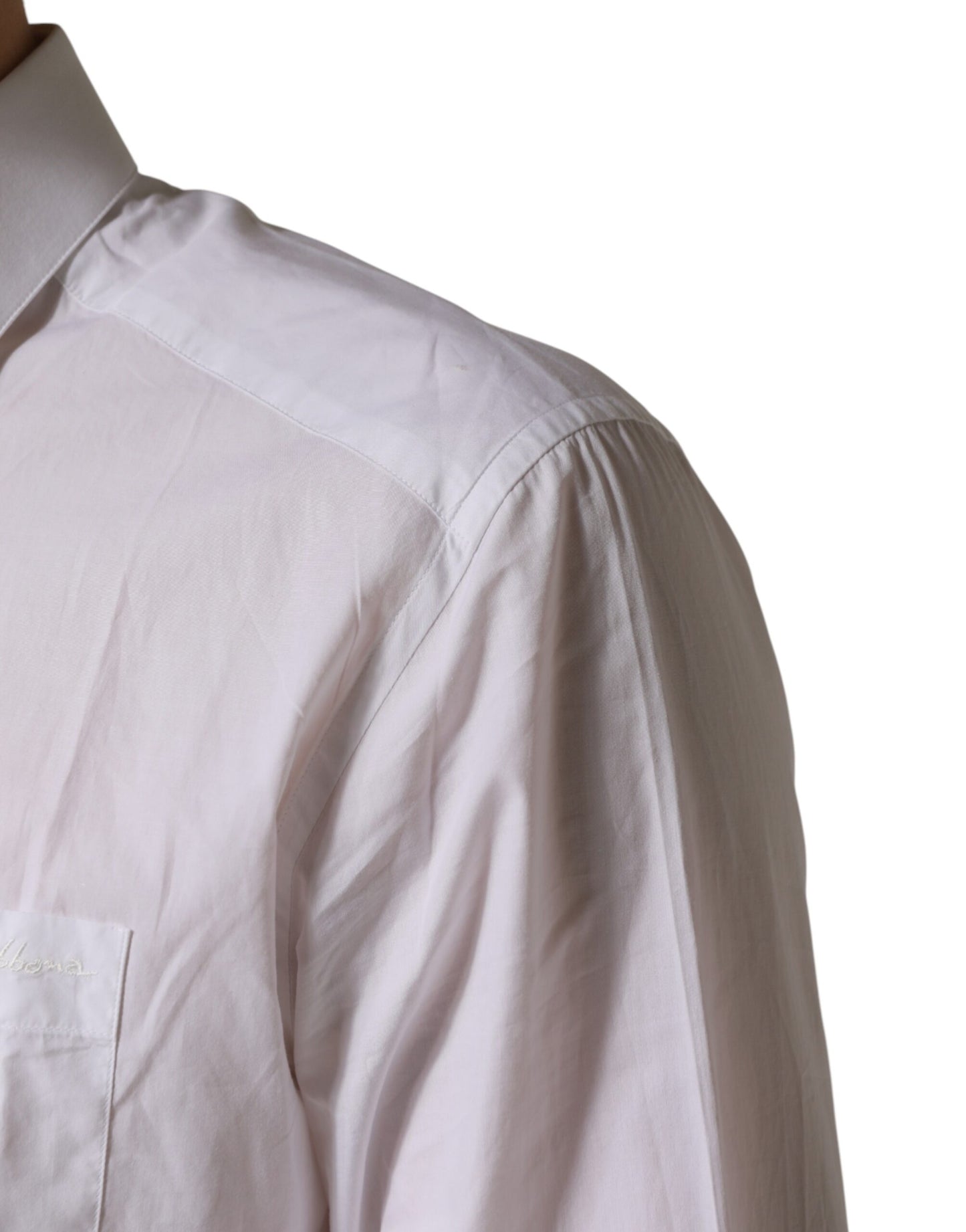 Dolce & Gabbana White GOLD Cotton Collared Formal Dress Shirt
