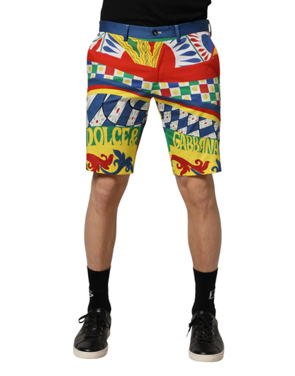 Dolce & Gabbana Multicolor Carretto Print Men Bermuda Shorts