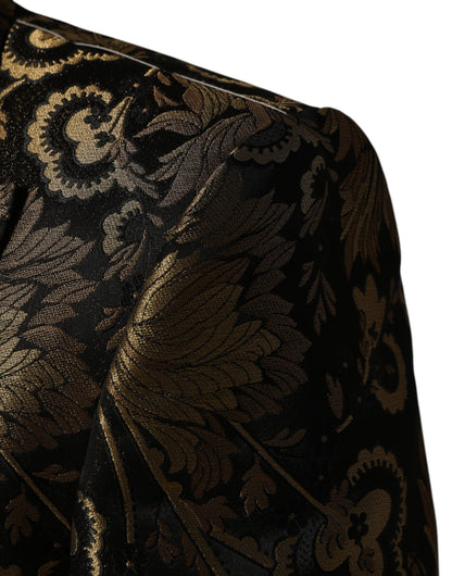 Dolce & Gabbana Black Gold Jacquard Single Breasted 2PC Suit