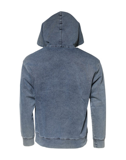 Dolce & Gabbana Blue Cotton Logo Hooded Sweatshirt  Sweater