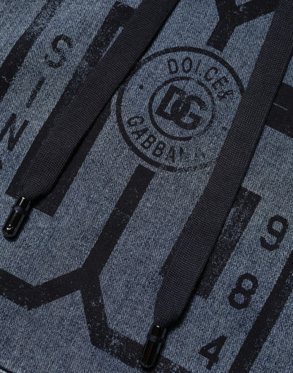 Dolce & Gabbana Blue Cotton Logo Hooded Sweatshirt  Sweater