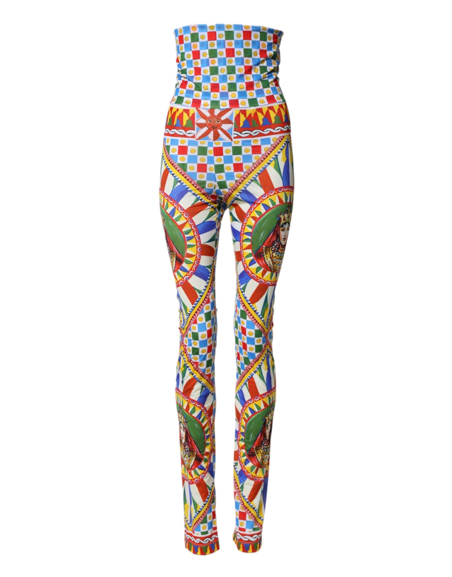 Dolce & Gabbana Multicolor Carretto Leggings High Waist Pants