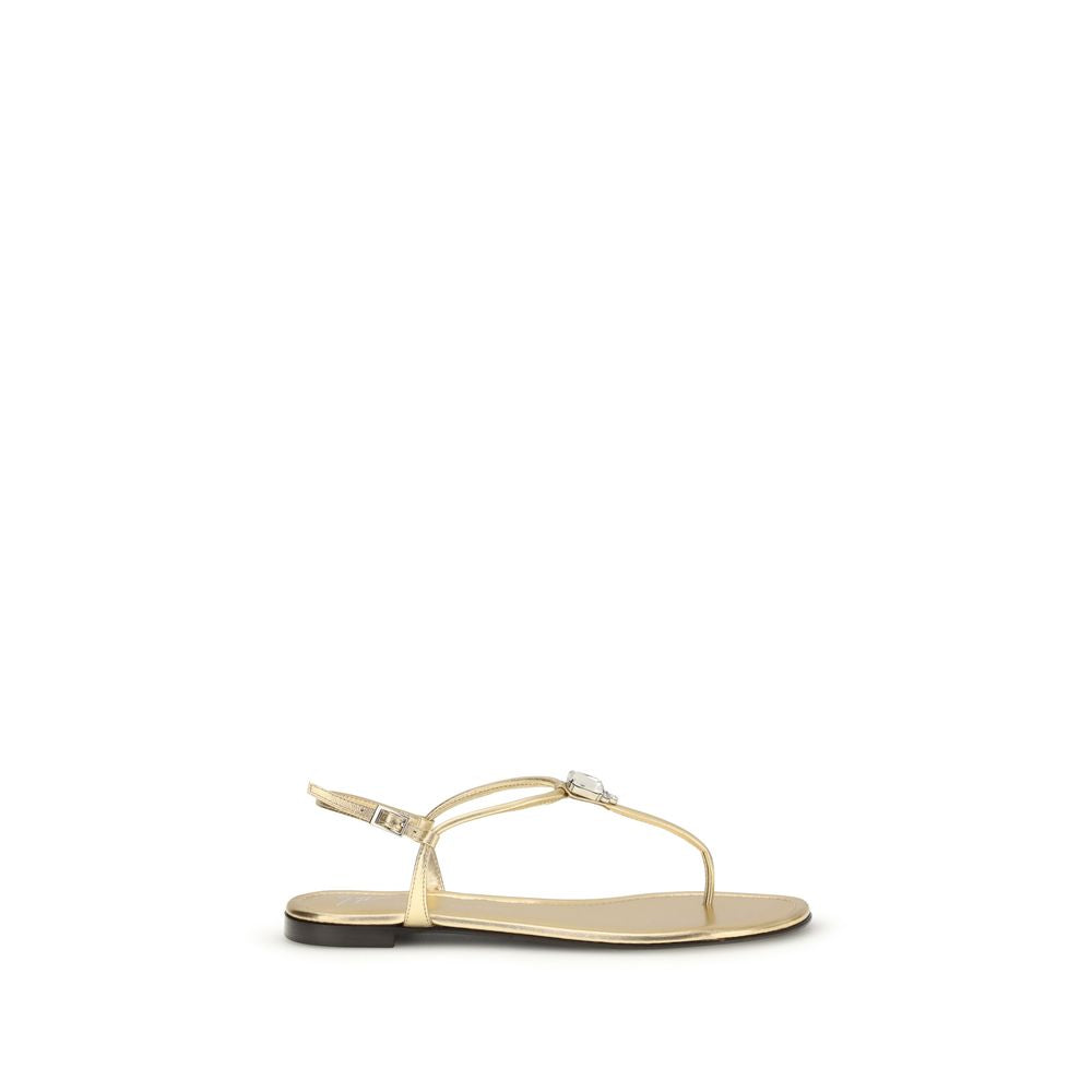 Giuseppe Zanotti Gold Calf Leather Bos Taurus Sandals