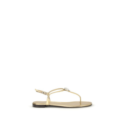 Giuseppe Zanotti Gold Calf Leather Bos Taurus Sandals