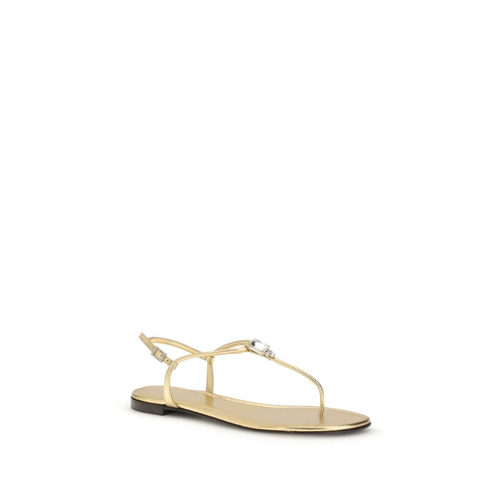Giuseppe Zanotti Gold Calf Leather Bos Taurus Sandals