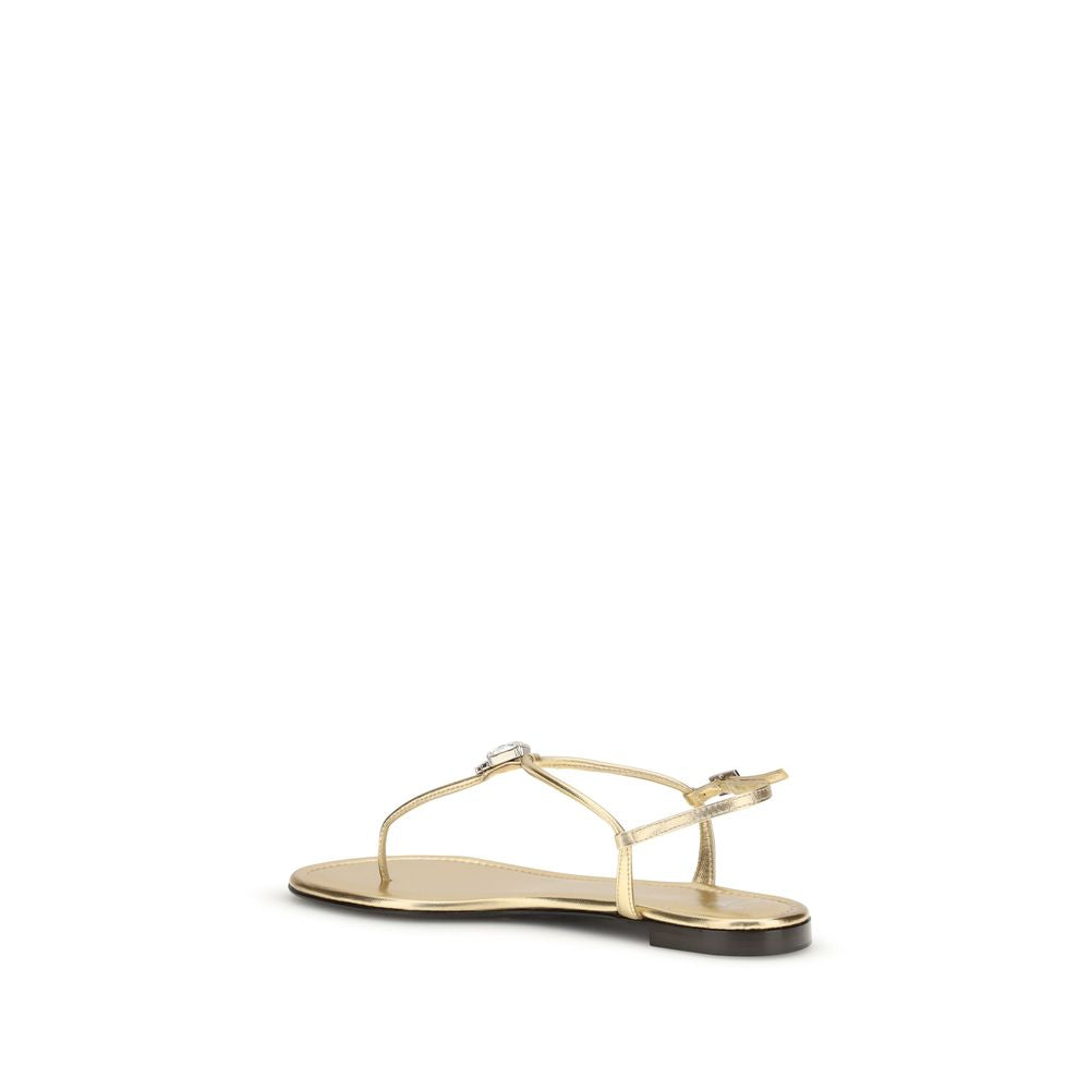 Giuseppe Zanotti Gold Calf Leather Bos Taurus Sandals