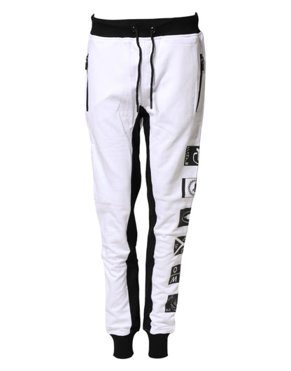 Frankie Morello Black White Skinny Jogger Sweatpants Pants